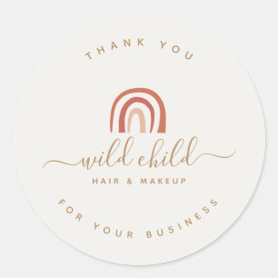 Eenvoudig modern script Trendy Abstracte regenboog Ronde Sticker