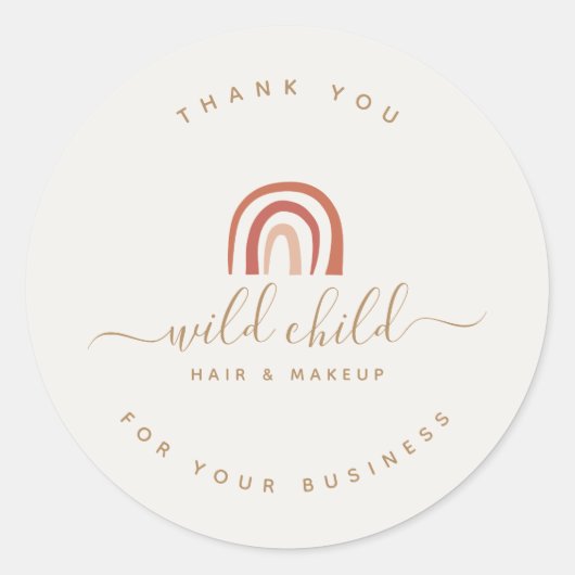 Eenvoudig modern script Trendy Abstracte regenboog Ronde Sticker (Voorkant)