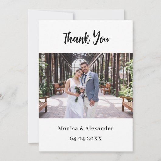 Eenvoudig modern script trouwfoto dank u kaart (Voorkant)