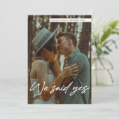 Eenvoudig modern script We zeiden ja Weduwfoto Kaart (Staand voorkant)