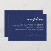 Eenvoudig Modern Script Wedding Receptie Navy Blue Informatiekaartje (Voorkant / Achterkant)