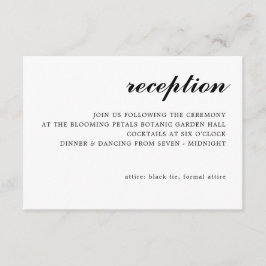 Eenvoudig Modern Script Wedding Receptie Zwart Informatiekaartje