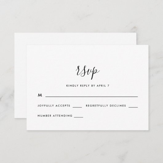 Eenvoudig Modern Script Wedding RSVP (Voorkant / Achterkant)