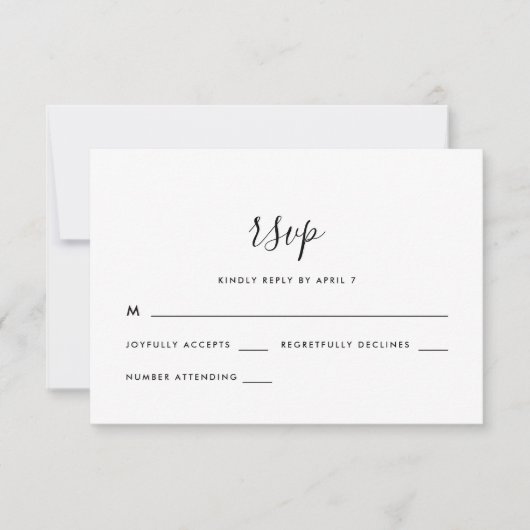 Eenvoudig Modern Script Wedding RSVP Kaartje (Voorkant)