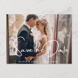 Eenvoudig modern Script Wedding sparen de Foto van Briefkaart