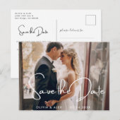 Eenvoudig modern Script Wedding sparen de Foto van Briefkaart (Voorkant / Achterkant)