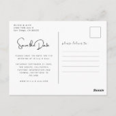 Eenvoudig modern Script Wedding sparen de Foto van Briefkaart (Achterkant)