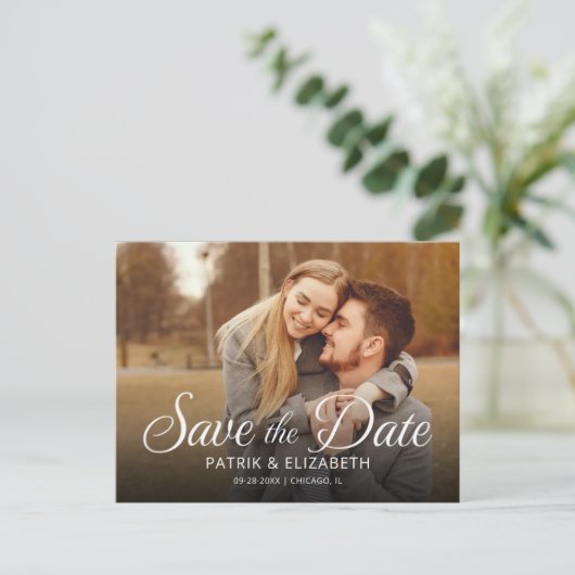 Eenvoudig modern Script Wedding sparen de Foto van Briefkaart (Staand voorkant)