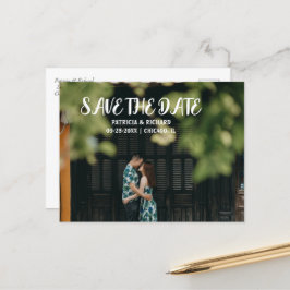 Eenvoudig modern Script Wedding sparen de Foto van Feestdagenkaart