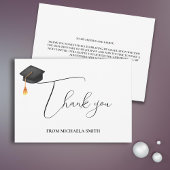 Eenvoudig Modern Script Zwart Graduation Cap Bedankkaart