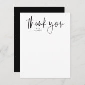 Eenvoudig modern script zwart-wit bedankkaart (Voorkant / Achterkant)