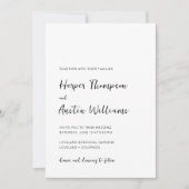 Eenvoudig modern script zwart-wit bruiloft kaart (Voorkant)