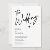 Eenvoudig Modern Script Zwart Wit Bruiloft Kaart (Voorkant)