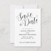 Eenvoudig modern script zwart-wit foto-huwelijk save the date (Voorkant)
