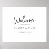 Eenvoudig modern script, zwart-witbruiloft, welkom poster (Voorkant)