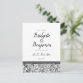 Eenvoudig Modern Silver en Black Wedding Briefkaart (Staand voorkant)