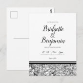 Eenvoudig Modern Silver en Black Wedding Briefkaart (Voorkant / Achterkant)