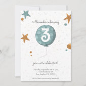 Eenvoudig Modern Sinaasappel Blue Balloon 3e verja Kaart (Voorkant)