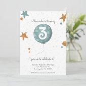 Eenvoudig Modern Sinaasappel Blue Balloon 3e verja Kaart (Staand voorkant)