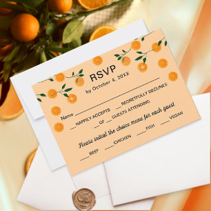 Eenvoudig Modern Sinaasappel Thema Schattige Citru RSVP Kaartje