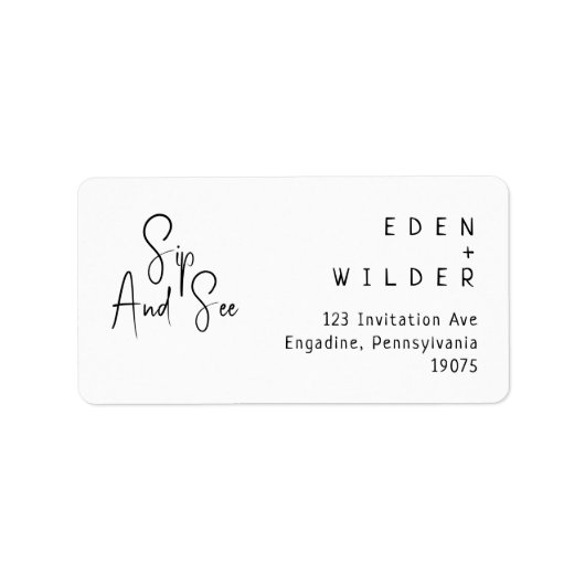 Eenvoudig modern SIP en zie RSVP-retouradres Etiket (Voorkant)