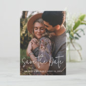 Eenvoudig Modern Sla de Datum uitnodiging met Foto (Staand voorkant)