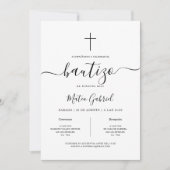 Eenvoudig modern Spaans Invitación de Bautizo Wit Kaart (Voorkant)