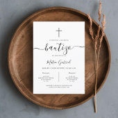 Eenvoudig modern Spaans Invitación de Bautizo Wit Kaart