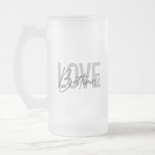 Eenvoudig, modern stadstrendy design Love Baltimor Matglas Bierpul
