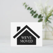 Eenvoudig modern startadres - zwart naar huis aankondigingskaart (Staand voorkant)