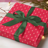 Eenvoudig Modern Sterrenpatroon Rode Kerst Feestda Cadeaupapier