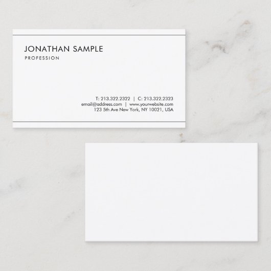 Eenvoudig, modern, stijlvol, minimalistisch gracef visitekaartje (Voorkant / Achterkant)