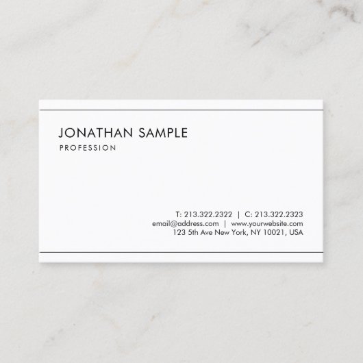 Eenvoudig, modern, stijlvol, minimalistisch gracef visitekaartje (Voorkant)