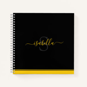 Eenvoudig, modern, stijlvol zwart monogrammed Yell Notitieboek