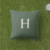 Eenvoudig Modern Stof Groen Monogram Buitenkussen (Gras)