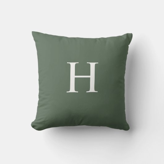 Eenvoudig Modern Stof Groen Monogram Buitenkussen (Voorkant)