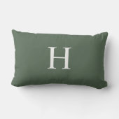 Eenvoudig modern stoffig groen monogram buitenkussen (Achterkant)