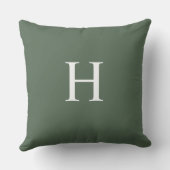 Eenvoudig modern stoffig groen monogram buitenkussen (Achterkant)
