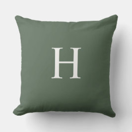Eenvoudig modern stoffig groen monogram buitenkussen