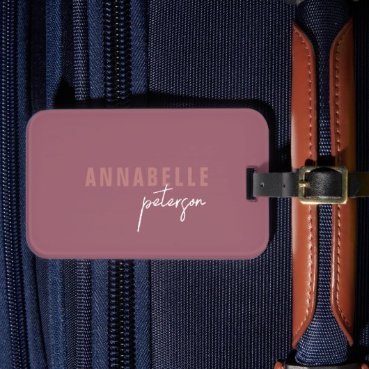 Eenvoudig modern stoffig Roos minimalistisch geper Bagagelabel (Voorkant Insitu 4)