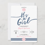 Eenvoudig. Modern, Stripes, Nautical, Baby Girl Kaart (Voorkant)