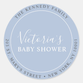 Eenvoudig modern Stusty Blue Return-adreslabel Ronde Sticker