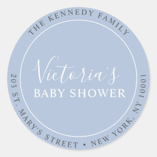 Eenvoudig modern Stusty Blue Return-adreslabel Ronde Sticker
