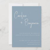 Eenvoudig modern Stusty Blue Script Photo Weddensc Save The Date (Voorkant)