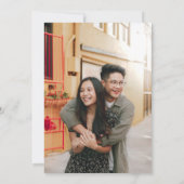 Eenvoudig modern Stusty Blue Script Photo Weddensc Save The Date (Achterkant)