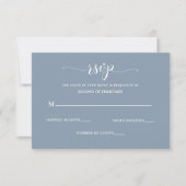 Eenvoudig modern Stusty Blue Wedding RSVP Kaartje (Voorkant)