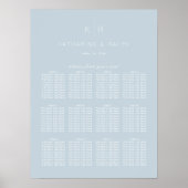 Eenvoudig modern Stusty Blue Wedding Seating Chart Poster (Voorkant)