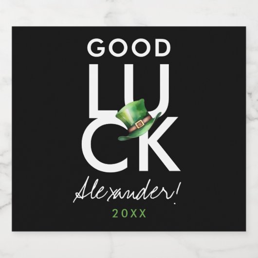 Eenvoudig Modern Succes Zwart Wit Groen Tophat Bier Etiket (Enkel label)