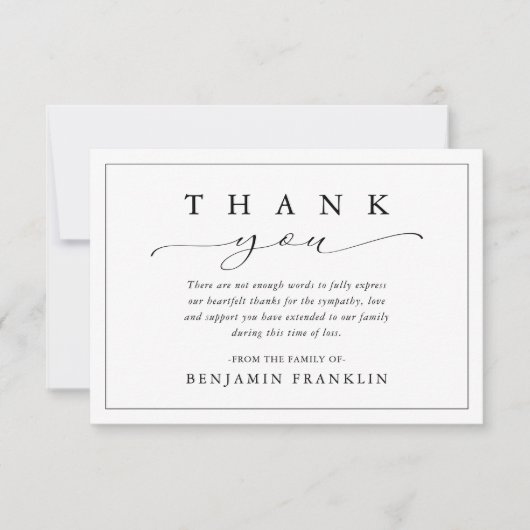 Eenvoudig modern sympathie begrafenis bedankt brie (Voorkant)