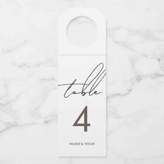 Eenvoudig modern tabelnummer flessenhanger (Voorkant)